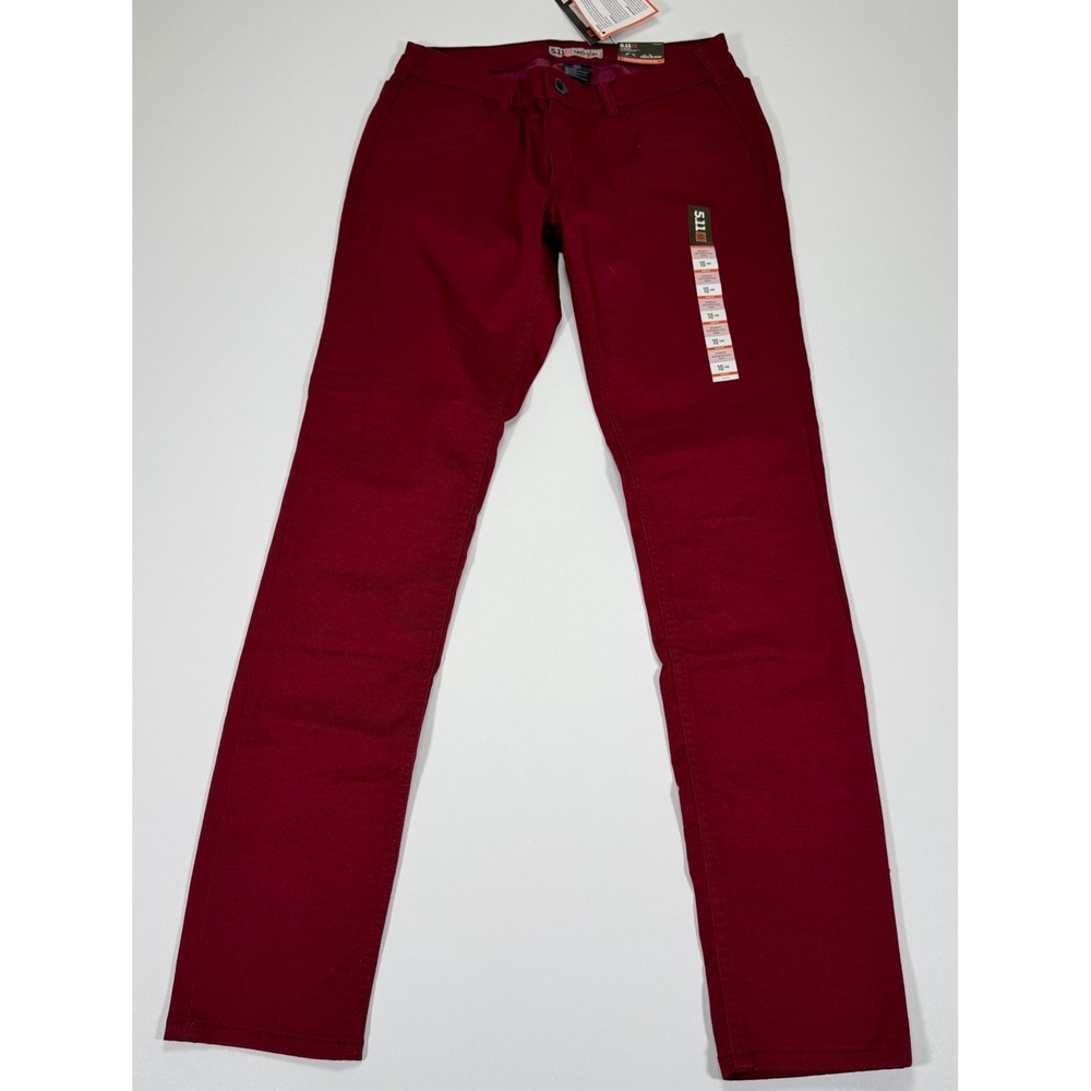 5.11 Tactical Defender-Flex Pant Womens 10 Long Code Red Slim Stretch 30x33 NWT